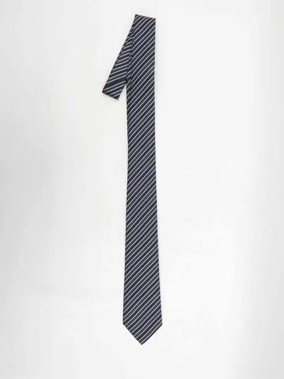 Gucci Striped Diagonal Silk Tie With Small Logos