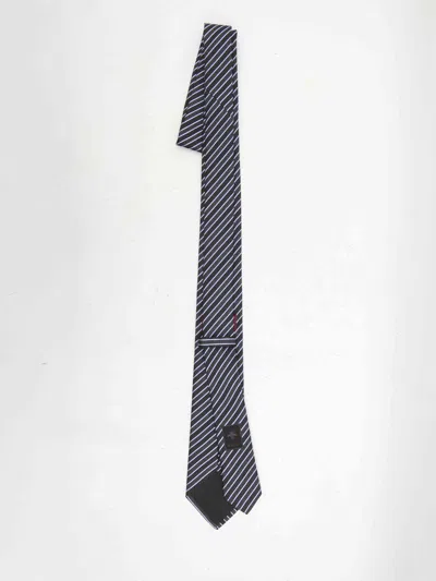 Gucci Striped Diagonal Silk Tie With Small Logos
