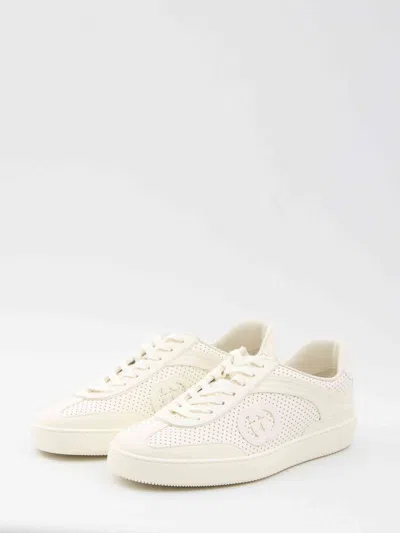 Gucci G74 Gg Suede & Fabric Sneakers In White