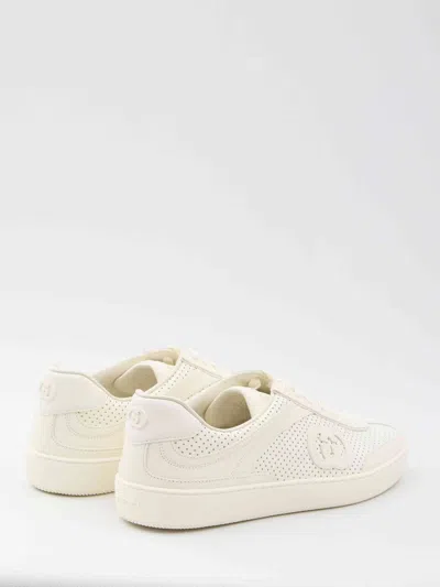 Gucci G74 Gg Suede & Fabric Sneakers In White