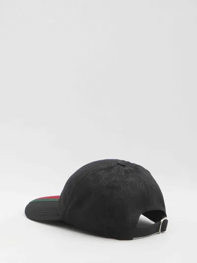 Gucci Original Gg Fabric Baseball Cap With Web Ribbon In Black