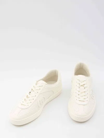 Gucci G74 Gg Suede & Fabric Sneakers In White