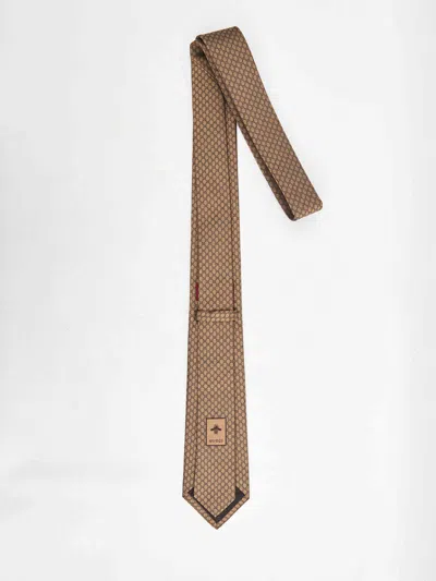 Gucci Gg Jacquard Tie In Brown