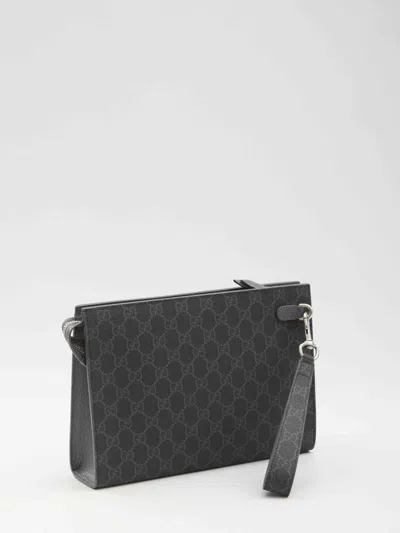 Gucci Men Gg Pouch With Grey Trim