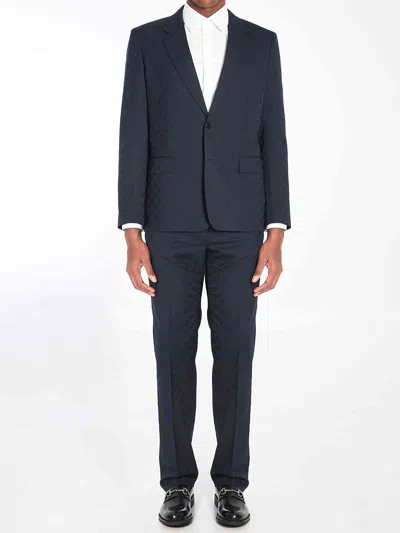 Gucci Men Gg Wool Jacquard Suit In Black