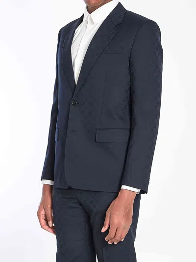 Gucci Men Gg Wool Jacquard Suit In Black