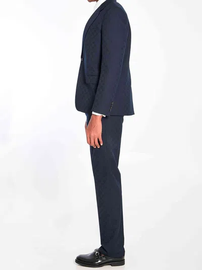 Gucci Men Gg Wool Jacquard Suit In Black