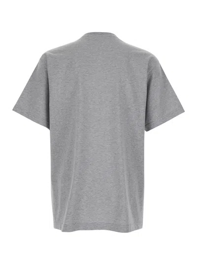 Gucci Grey Crewneck T-shirt With Double G Embroidery On The Front In Fabric Man