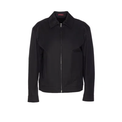 Gucci Black Jacket With Classic Collar And Web Motif On The Waist In Cotton Man In Black