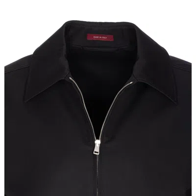 Gucci Black Jacket With Classic Collar And Web Motif On The Waist In Cotton Man In Black