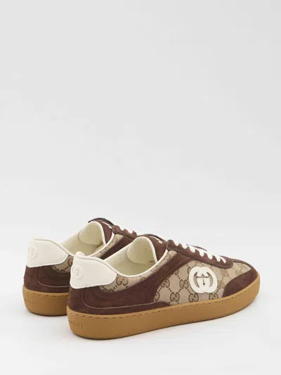Gucci Men G75 Low-top Supreme Gg Fabric And Suede Sneakers In Multi