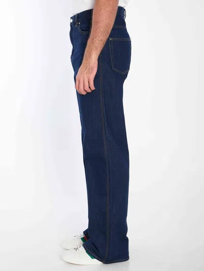 Gucci Mens Dark Blue Brand-embossed Mid-rise Straight-leg Jeans In Blue