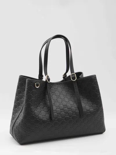Gucci Women Gg Emblem Leather Shoulder Bag In Black