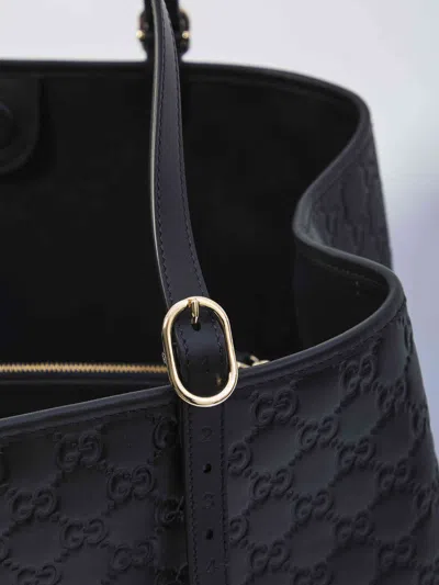 Gucci Women Gg Emblem Leather Shoulder Bag In Black