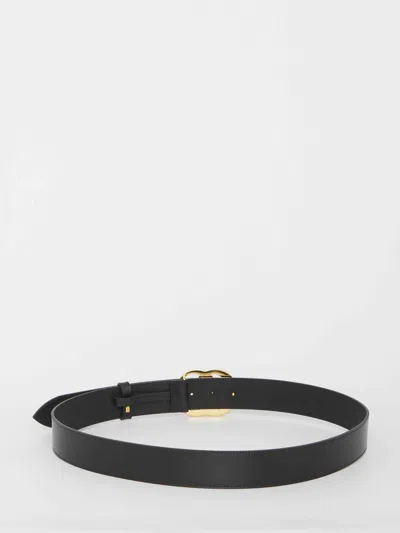 Gucci Leather Adjustable Belt Gold-tone Buckle In Black