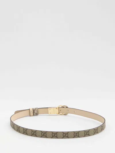 Gucci Women Reversible Gg Marmont Thin Belt In Neutral