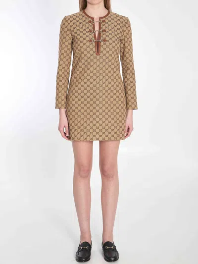 Gucci Women Gg Mini Dress With Horsebit