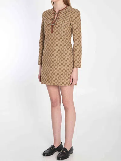Gucci Women Gg Mini Dress With Horsebit