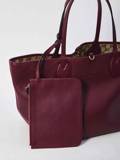 Gucci Borsa Shopping Reversibile In Pelle Bordeaux Donna In Brown