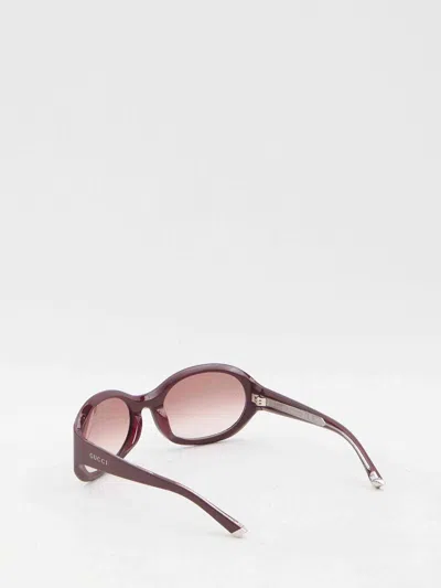 Gucci Frame Circular Sunglasses Metal Tips In Purple