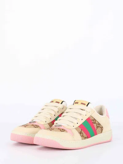 Gucci Women Screener Sneakers With Web Motif In Multi