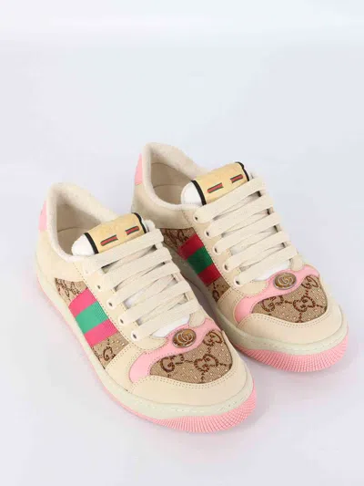 Gucci Women Screener Sneakers With Web Motif In Multi