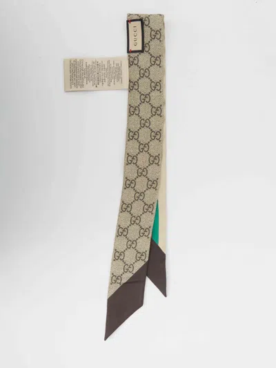 Gucci Silk Twilly Scarf Horsebit Print In Multi