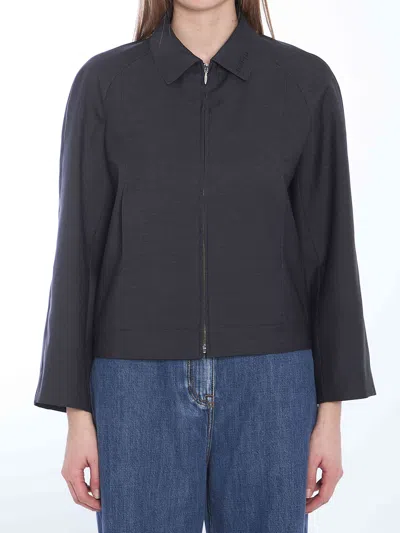 Gucci Wool Bomber Jacket With Elasticated Waist And Hem In Black