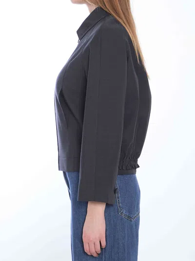 Gucci Wool Bomber Jacket With Elasticated Waist And Hem In Black