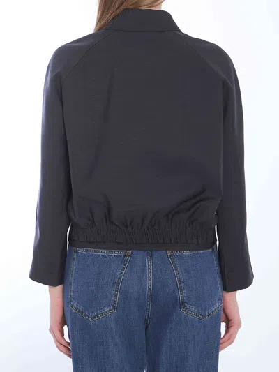 Gucci Wool Bomber Jacket With Elasticated Waist And Hem In Black