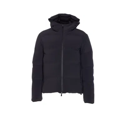 Herno Down Jacket With Hood And Quilted Pattern In Blue