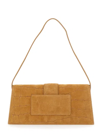 Jacquemus Women 'le Bambino' Beige Shoulder Bag With Logo Lettering On The Front And Embossed Crocod