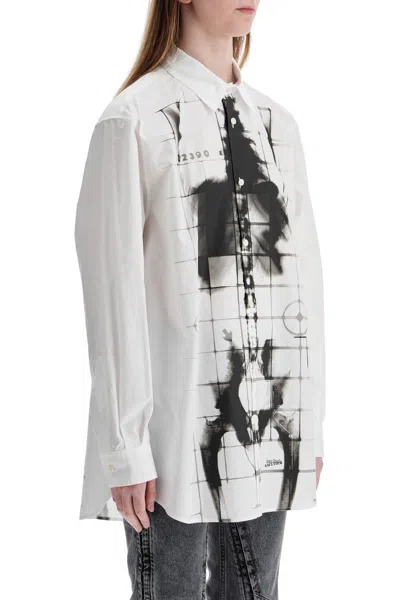 Jean Paul Gaultier White Cotton Shirt With Skeleton Print Front And Back Women