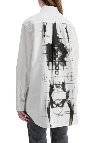 Jean Paul Gaultier White Cotton Shirt With Skeleton Print Front And Back Women