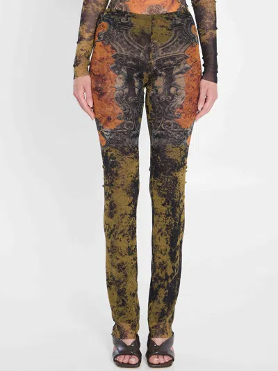 Jean Paul Gaultier Straight Flared Graphic Print Stretch Trousers