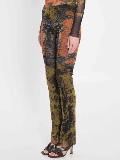 Jean Paul Gaultier Straight Flared Graphic Print Stretch Trousers