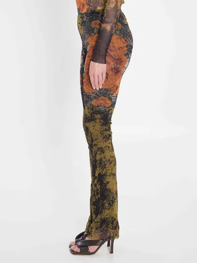 Jean Paul Gaultier Straight Flared Graphic Print Stretch Trousers