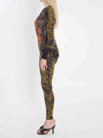 Jean Paul Gaultier Graphic Print Full-length Dress With Long Sleeves In Multi