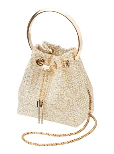 Jimmy Choo Women 'bon Bon' Metallic Handbag With Chain-link Shoulder Strap And Round Top Handle In M