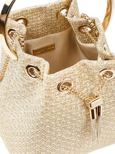 Jimmy Choo Women 'bon Bon' Metallic Handbag With Chain-link Shoulder Strap And Round Top Handle In M