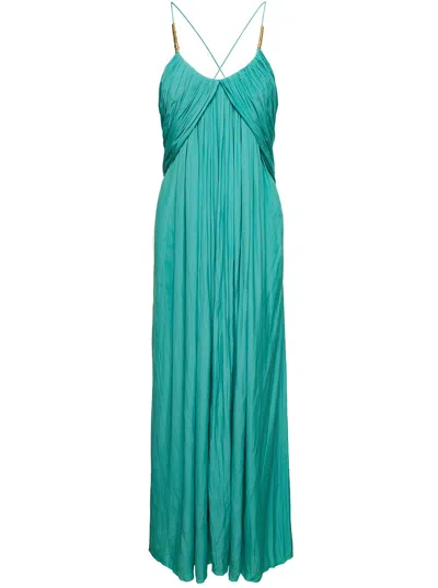 Lanvin Women Cross Back Strap Long Dress In Blue