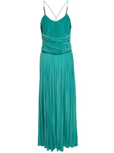 Lanvin Women Cross Back Strap Long Dress In Blue