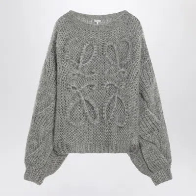 Loewe Anagram Grey Melange Mohair Sweater Women In Gray