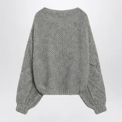 Loewe Anagram Grey Melange Mohair Sweater Women In Gray