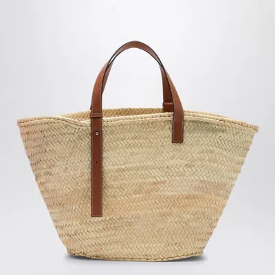 Loewe Large Basket Bag In Palm Leaf And Leather Women