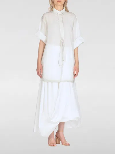 Fabiana Filippi Lightweight White Linen Shirt With V-neck