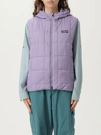 Patagonia High Collar Sleeveless Cotton Coat In Purple