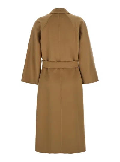 Max Mara Women 'ludmilla' Beige Coat With Wide Notched Revers In Cashmere Woman