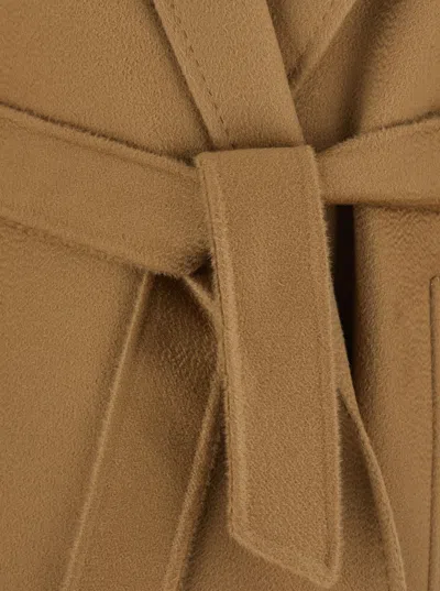 Max Mara Women 'ludmilla' Beige Coat With Wide Notched Revers In Cashmere Woman