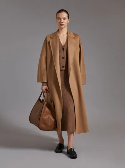 Max Mara Women 'ludmilla' Beige Coat With Wide Notched Revers In Cashmere Woman